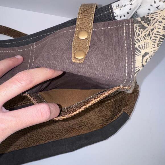 Myra Bag Canvas Faux Leather Tote Shoulder Bag Large Boho - Picture 5 of 9